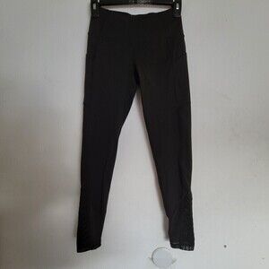 Victoria's Secret Sport Black Knockout Mesh Panel Long Legging Tights Size XS